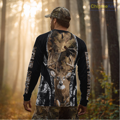Whitetail Deer 3D All Over Printed Fall Season Camo Hoodie Custom Name Shirt NBT314