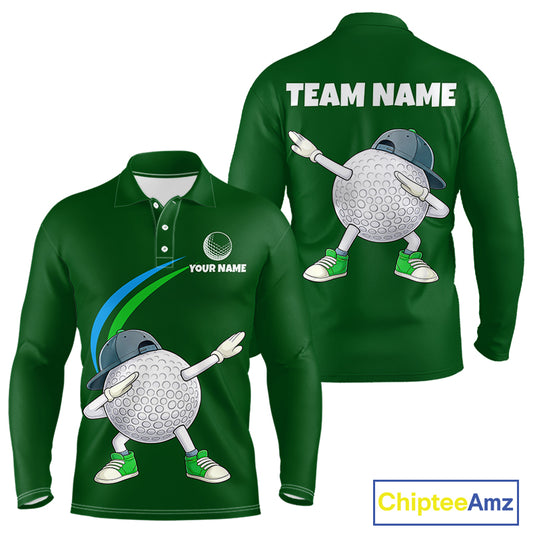 Green Funny Golf Ball Custom Team Polo Shirt, Personalized Mens Golf Polo Shirt, Golf Lovers Gift NBT605