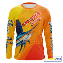 Load image into Gallery viewer, Custom Sailfish Saltwater Fishing Shirts Long Sleeve, Long Sleeve Performance Fishing Shirts NBT428
