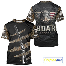 Load image into Gallery viewer, Beautiful Wild Boar Hunting 3D Print Camouflage Shirts with Rifle, Boar Hunting Clothes NBT142