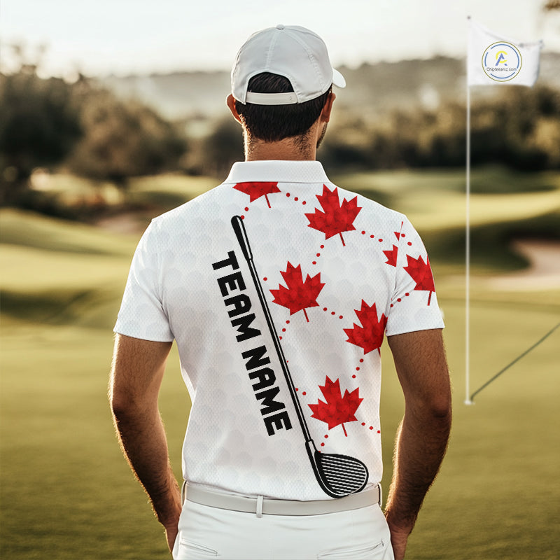 Custom Canadian Flag Mens Golf Polo Shirt Custom Maple Leaves Canada Golf Shirt For Men, Golf Gifts NBT556