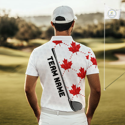 Custom Canadian Flag Mens Golf Polo Shirt Custom Maple Leaves Canada Golf Shirt For Men, Golf Gifts NBT556