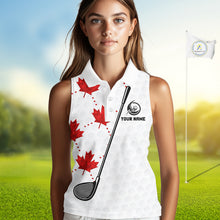 Load image into Gallery viewer, Custom Canadian Flag Womens Sleeveless Golf Polo Shirt Custom Maple Leaves Canada Golf Shirt For Ladies, Golf Gifts NBT556
