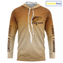 Load image into Gallery viewer, Brown Trout Fish Skin Long Sleeve Hooded Fishing Shirts Custom Name, Trout Fishing Shirts NBT402