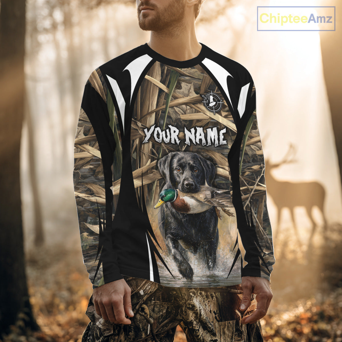 Duck Hunting with Black Lab Camo 3D All Over Printed Shirts, Camouflage Duck Hunting Clothing NBT206