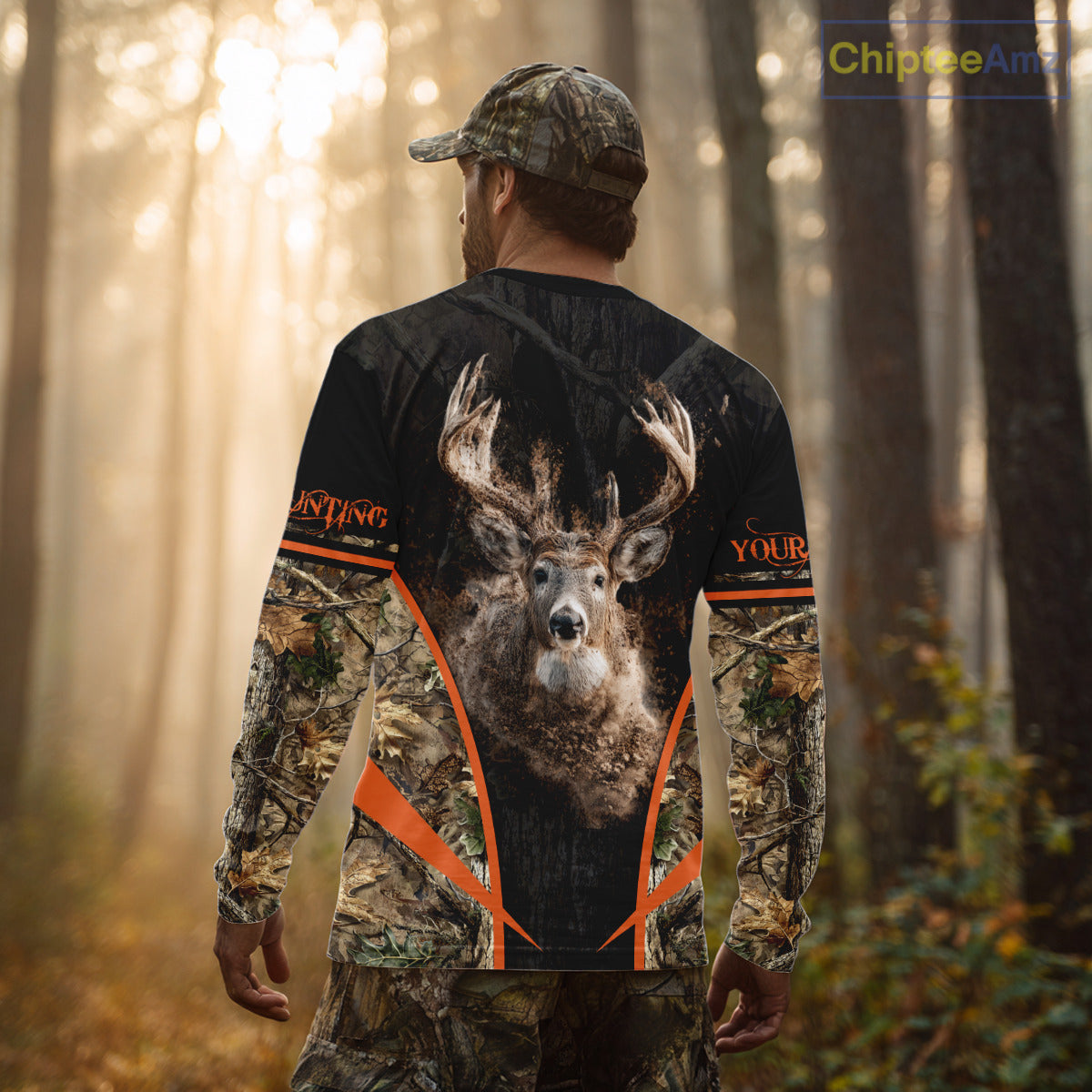 Personalized Whitetail Deer Hunting Shirt Brown Camo Custom Name, Deer Hunting Clothes NBT280