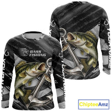 Load image into Gallery viewer, Personalized Bass Fishing Long Sleeve Anchor Vector Custom Name Black Camo, Bass Fishing Shirts NBT472
