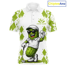 Load image into Gallery viewer, Funny Pickles Mens Golf Polo Shirt, Matching Golf Polo, Argyle Pattern Golf Shirts For Mens NBT611