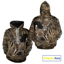 Load image into Gallery viewer, Whitetail Deer Hunting Brown Camo Custom Name Full Printing Shirts, Personalized Gifts for Hunters NBT124