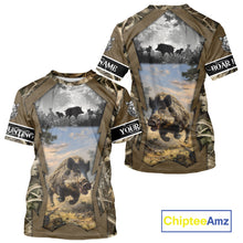 Load image into Gallery viewer, Brown Camo Wild Boar Hunting Shirt Custom Name Hunting Clothes Gifts for Hunter NBT125