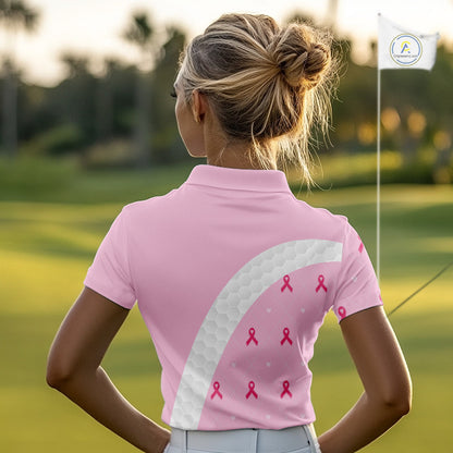 Golf Against Cancer Pink Golf Icon Men's Polo Shirt, Breast Cancer Awareness Womens Golf  Shirt, Golf Gifts NBT530