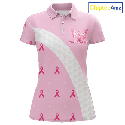 Golf Against Cancer Pink Golf Icon Men's Polo Shirt, Breast Cancer Awareness Womens Golf  Shirt, Golf Gifts NBT530
