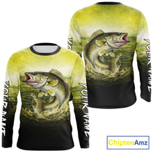Load image into Gallery viewer, Yellow Walleye Fishing UV Protection Long Sleeve Fishing Shirts, Custom Walleye Fishing Shirts NBT400