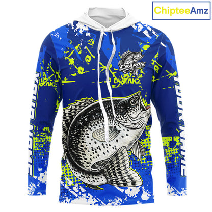 Custom Crappie Fishing Camo Fishing Shirts Long Sleeve, Crappie Tournament Fishing Shirts NBT440