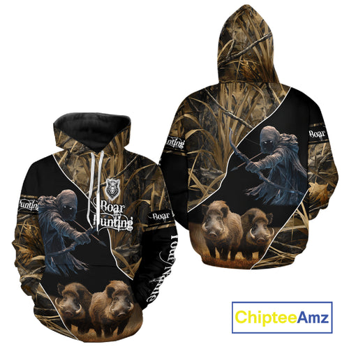 Wild Boar Bow Hunting Grim Reaper Camouflage 3D Shirts, Custom Boar Shirt NBT202