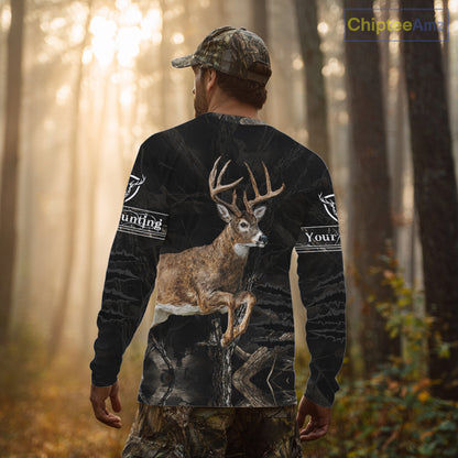 Deer Hunting Dark Camouflage Shirts for Deer Hunters, Personalized Hunting Shirts NBT278