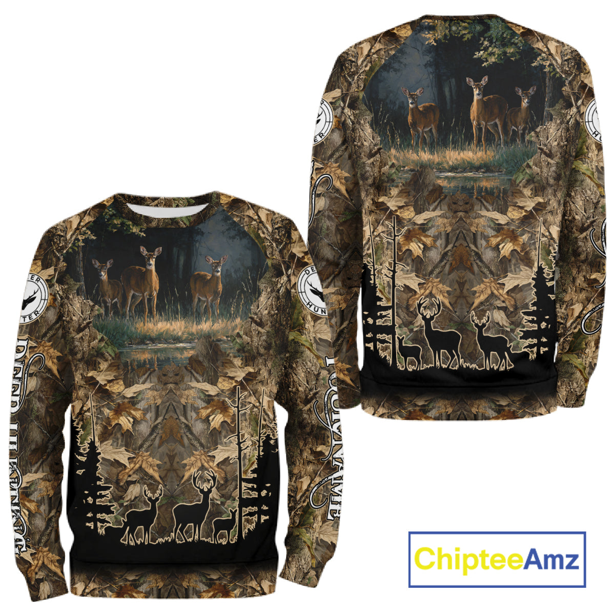 Deer Hunting 3D All Over Print Shirt Custom Brown Fall Season Camo Hunting Clothes NBT322