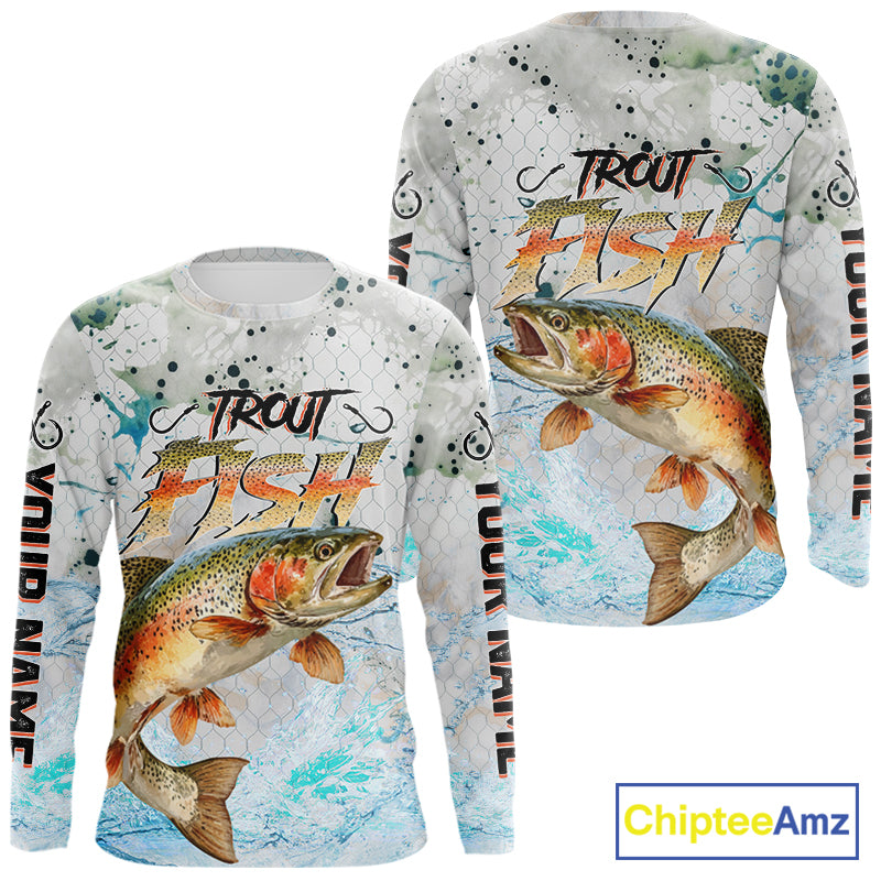 Rainbow Trout Custom UPF Fishing Shirts Long Sleeve, Trout Fishing Shirts NBT417