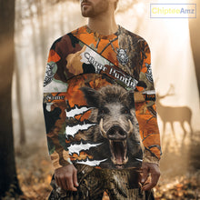 Load image into Gallery viewer, Wild Hog Hunting Orange Camouflage Custom Name Shirts, Personalized Boar Hunting Shirts NBT133
