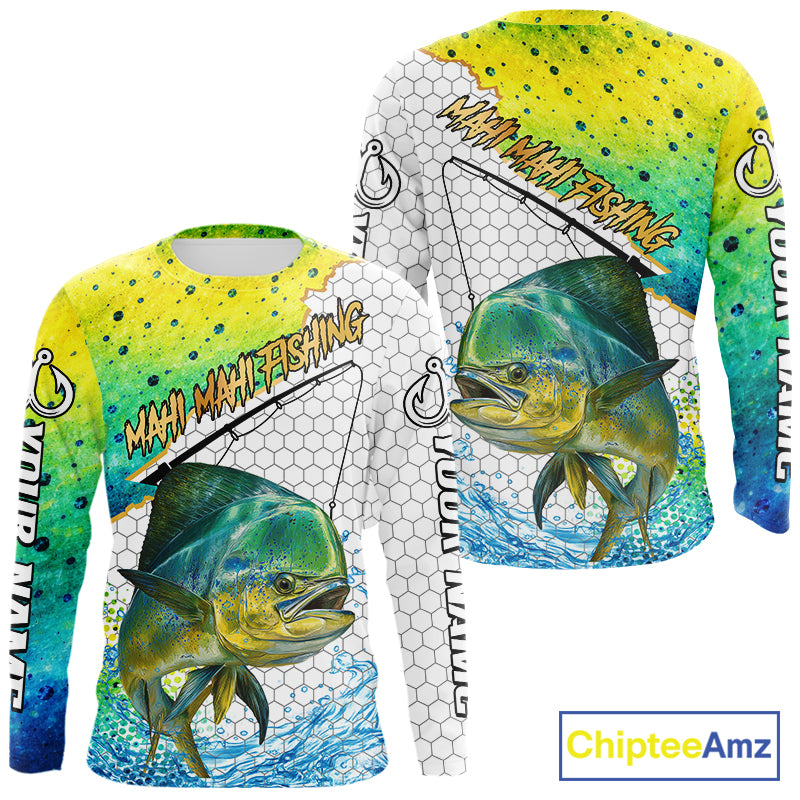 Mahi Mahi Custom Fishing Shirts Long Sleeve, Saltwater Fishing Clothing, Fishing Jerseys NBT425