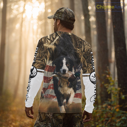 Border Collies Duck Hunting USA Flag Customized Name All Over Printed Shirts, Hunting Gifts NBT153