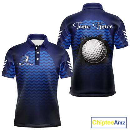 Personalized Golf Polo Shirt For Mens Custom Blue Camo Golf Attire For Men, Golf Gifts For Men NBT537