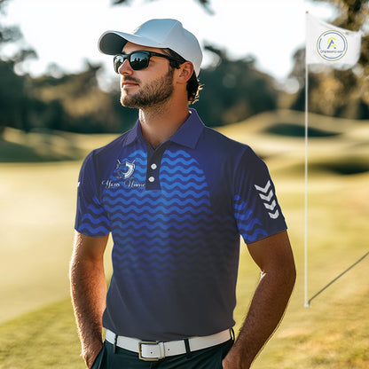 Personalized Golf Polo Shirt For Mens Custom Blue Camo Golf Attire For Men, Golf Gifts For Men NBT537