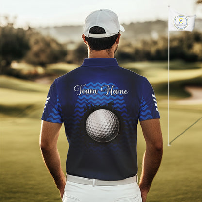 Personalized Golf Polo Shirt For Mens Custom Blue Camo Golf Attire For Men, Golf Gifts For Men NBT537