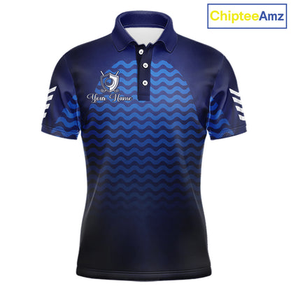 Personalized Golf Polo Shirt For Mens Custom Blue Camo Golf Attire For Men, Golf Gifts For Men NBT537
