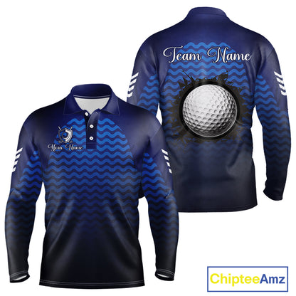 Personalized Golf Polo Shirt For Mens Custom Blue Camo Golf Attire For Men, Golf Gifts For Men NBT537