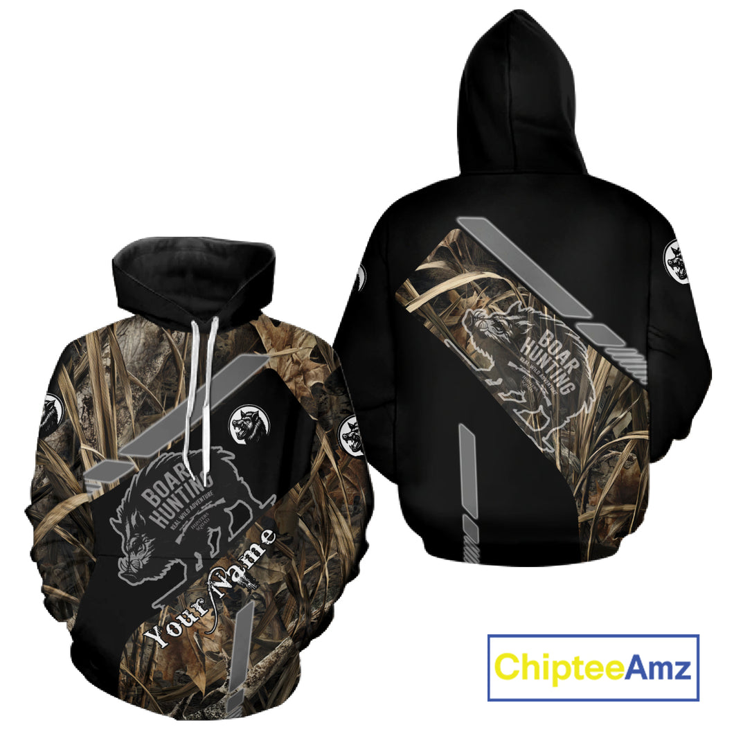 Boar Hunting Camouflage Custom Name Shirts, Personalized Boar Hunting Clothes, Hunting Gifts NBT175