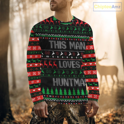 Deer Hunting Funny Ugly Christmas Sweatshirt Full Print Shirts Christmas Pattern, Christmas Gift NBT301