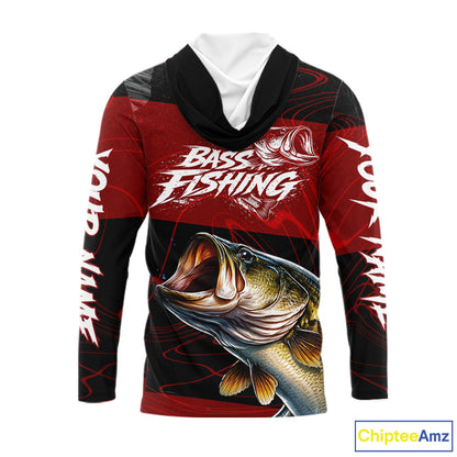 Personalized Bass Long Sleeve Fishing Shirts UV Protection, Bass Fishing Shirts For Men NBT435