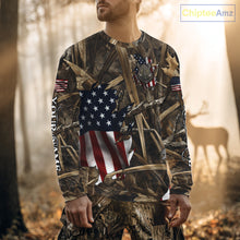 Load image into Gallery viewer, American Flag Boar Camo Hunting Shirt, Best Hunting Clothes for Boar Hunting Season NBT185
