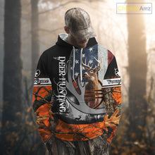 Load image into Gallery viewer, Whitetail Deer Hunting Shirt Custom Name Orange Camo, Deer Hunting Clothes For Men NBT268
