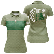 Load image into Gallery viewer, Hit 'Em Long &amp; Straight Golf Course Pattern Polo Shirts Custom Green Golf Shirts For Women LDT0227