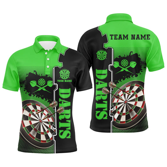 Personalized Green Black Mens Darts Polo Shirt Custom Darts Shirt For Men Dart Team Jersey LDT1296