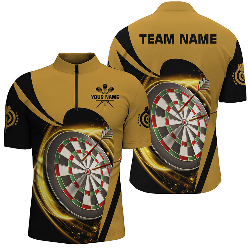 Personalized Yellow Black Light Cool Darts Quarter Zip Shirt Custom Darts Jersey For Men LDT0736