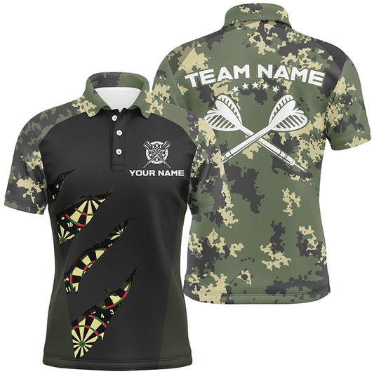 Green Camo Darts Men Polo Shirt Custom Camouflage Darts Shirt For Men Darts Team Jersey LDT0778