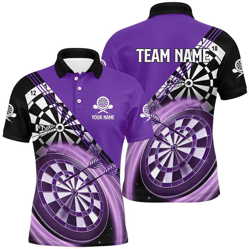 Personalized Black Purple Mens Darts Polo Shirt Custom Darts Shirt For Men Dart Jerseys LDT1409