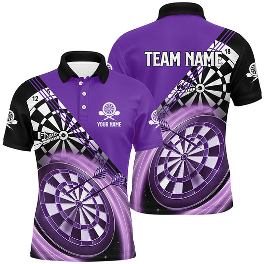 Personalized Black Purple Mens Darts Polo Shirt Custom Darts Shirt For Men Dart Jerseys LDT1409