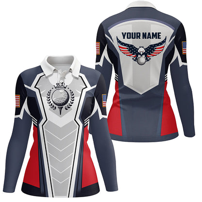American Eagle Golf Polo Shirt Customized Us Flag Golf Shirts For Women, Patriotic Golf Gifts LDT0220