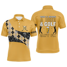 Load image into Gallery viewer, There Is Nothing A Beer &amp; Golf Can't Fix Mens Polo Shirt Yellow Argyle Skull Golf Shirts For Men LDT0523