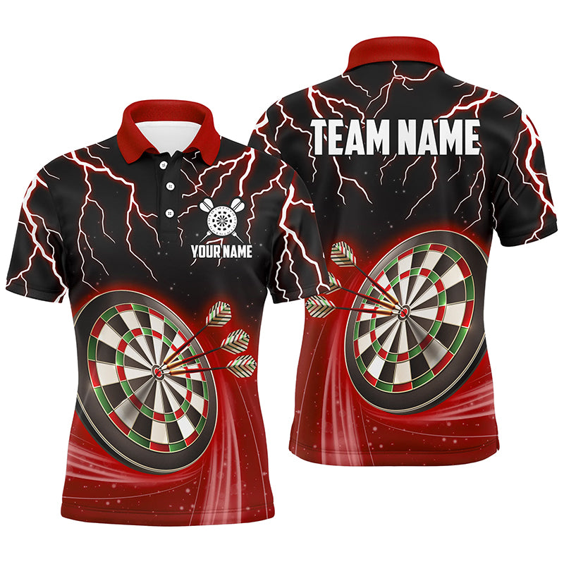 Red Thunder Lightning Mens Darts Polo Shirt Custom Darts Shirt For Men Dart Jerseys LDT1455