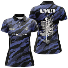 Load image into Gallery viewer, Camo Womens Golf Polo Shirts, Custom Navy Camo Golf Shirt Disc Golf Shirts For Women, Golf Gifts LDT0056