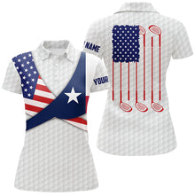 Load image into Gallery viewer, Texas Flag White Golf Pattern Womens Polo Shirt Patriotic Golf Shirts For Women Golf Gifts LDT0604