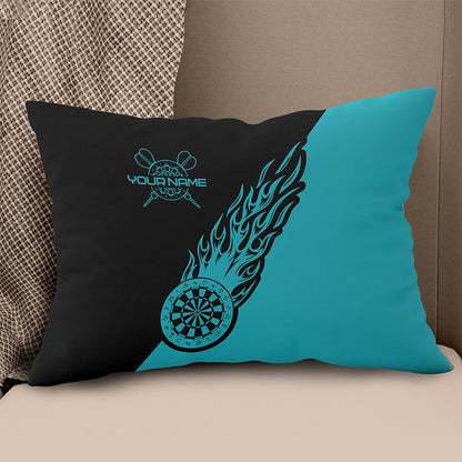 Turquoise Darts Flame Custom Throw Pillow Personalized Cool Darts Gifts LDT1098