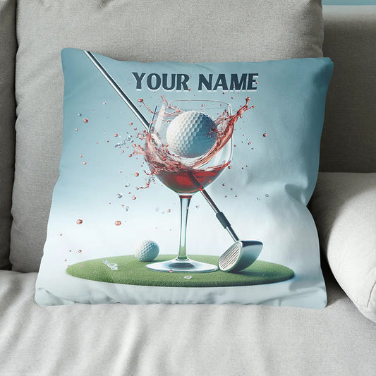 Golf And Wine Custom Throw Pillow Personalized Golf Gifts For Wine Lover LDT1166