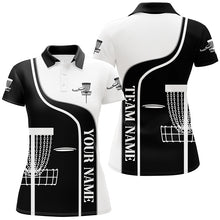 Load image into Gallery viewer, Personalized Disc Golf Basket Black White Womens Polo Shirt Custom Disc Golf Shirts For Women LDT0721