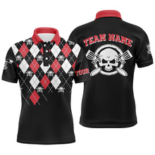 Load image into Gallery viewer, Personalized Skull Argyle Pattern Mens Disc Golf Polo Shirt Custom Disc Golf Team Shirts For Men LDT0723